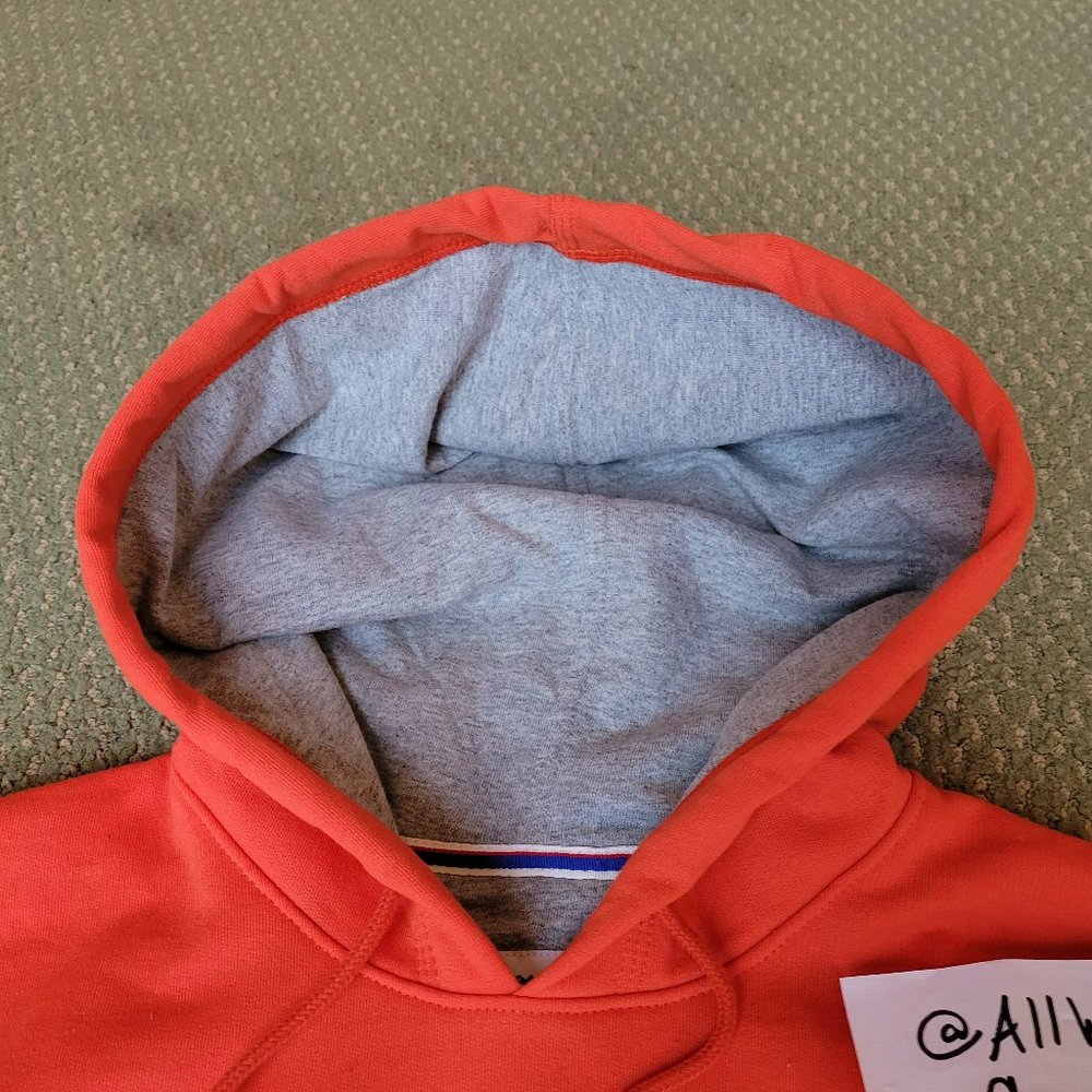 Champion Powerblend Fleece Camo Camouflage Orange Hoodie Sweatshirt Script Logo - Picture 11 of 15